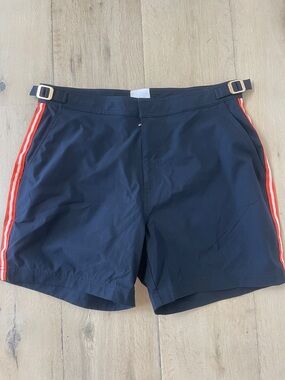 SWIMS Milos 5" Swim Trunks Navy Orange Stripe Like New